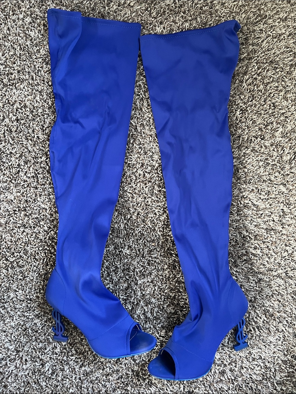 Cape Robbin Electric Blue Peep-Toe Over-the-Knee Boots